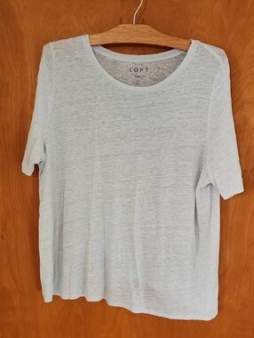 LOFT Light Mint Green Linen Women's Short-Sleeve Crew Tee
